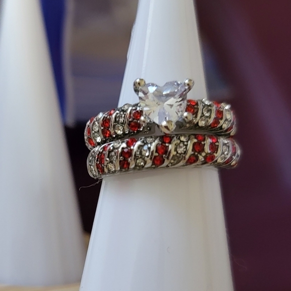 Bridal Set Women 10k White Gold Filled Garner CZ Size 10 - Picture 2 of 6